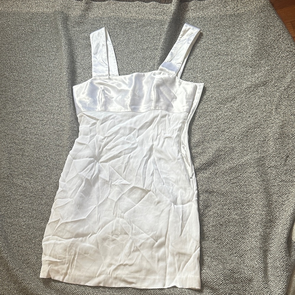 BCBG Shimmering White Satin Dress